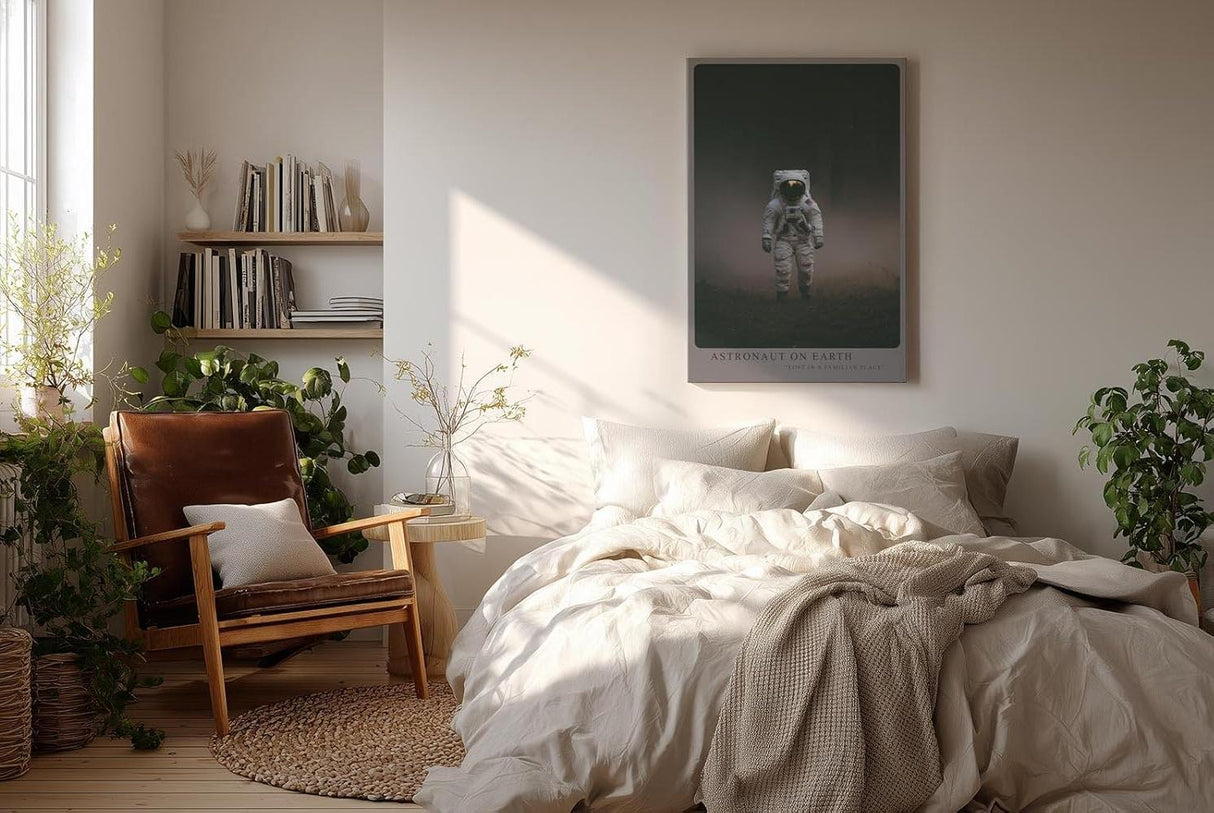 Paul Sinus Wandbild in 40x60cm Astronaut on Earth – Astronaut in nebeliger Waldlandschaft