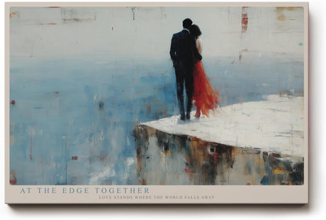Paul Sinus Wandbild 120x80cm At the Edge Together Romantisches Paar am Abgrund Moderne Liebes Kunst fuer Wohnzimmer Schlafzimmer und Büro