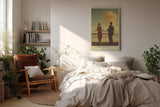 Paul Sinus Wandbild in 40x60cm Atomic Cocktail Vintage-Szene mit elegant gekleidetem Paar am Strand vor aufsteigender Wolke für stilvolle Retro-Raumgestaltung