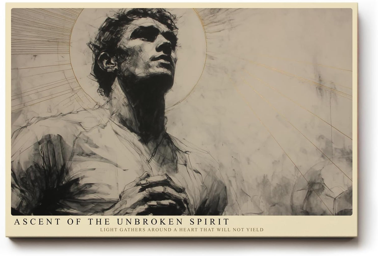 Paul Sinus Wandbild 120x80cm Aufstieg des unbeugsamen Geistes kraftvolles monochromes Portraet Kunstmotiv fuer moderne Wohnräume
