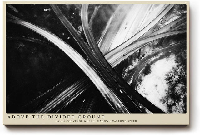 Paul Sinus Wandbild 120x80cm Autobahn Luftaufnahme Abstrakte Linien Schwarz Weiss Fotokunst fuer Wohnzimmer Büro und moderne Lofts