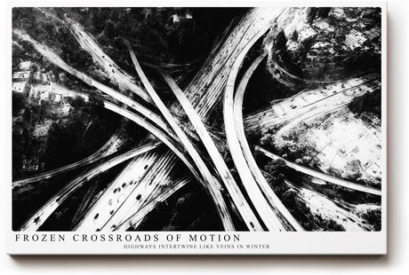 Paul Sinus Wandbild 120x80cm Autobahnkreuz Luftaufnahme Schwarz Weiss Moderne Stadt Fotokunst fuer Wohnzimmer Büro und Loft