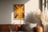 Paul Sinus Wandbild in 40x60cm Autumn Cathedral Goldgelbes Blätterdach aus der Froschperspektive mit strahlendem Sonnenlicht für herbstliche Raumakzente