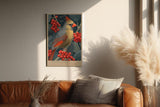 Paul Sinus Wandbild in 40x60cm Autumn Visitor – Detailreiche Darstellung eines farbenprächtigen Vogels zwischen leuchtend roten Beerenzweigen