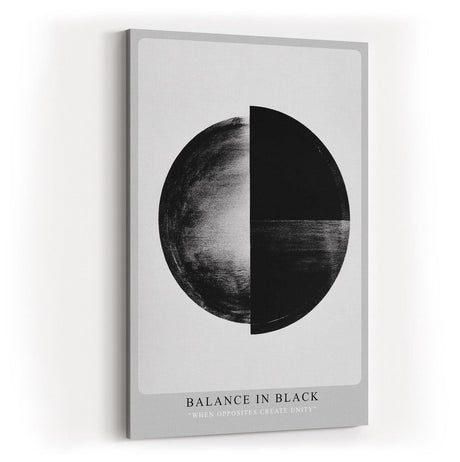 Paul Sinus Wandbild in 40x60cm Balance in Black – Halbierte Kreisform in Schwarz-Weiß als Symbol für Harmonie und Kontrast