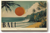 Paul Sinus Wandbild 120x80cm Bali Strand Sonnenuntergang tropische Landschaft moderne Reise Kunst Leinwand Wanddekoration mit Palmen Meer fuer Wohnzimmer