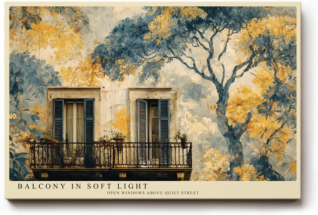 Paul Sinus Wandbild 120x80cm Balkon Im Sanften Licht Architektur Kunst LeinWandbild 120x80cm Mediterrane Szene Wanddekoration