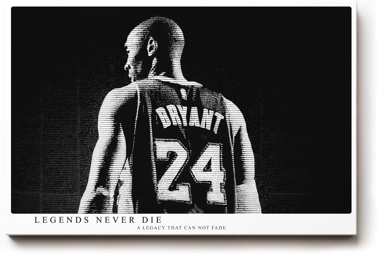Paul Sinus Wandbild 120x80cm Basketball Legende Nummer 24 Sportkunst schwarz weiß modernes Athleten Motiv dynamische Sport Wanddekoration für Wohnzimmer Fitnessraum Büro