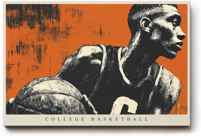 Paul Sinus Wandbild 120x80cm Basketball Spieler moderne Sport Illustration in Orange und Schwarz dynamische Wanddekoration