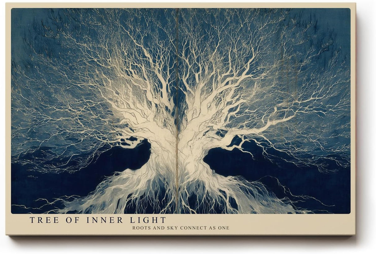 Paul Sinus Wandbild 120x80cm Baum Des Inneren Lichts Abstrakte Naturkunst LeinWandbild 120x80cm Mystische Baumkunst Wanddekoration