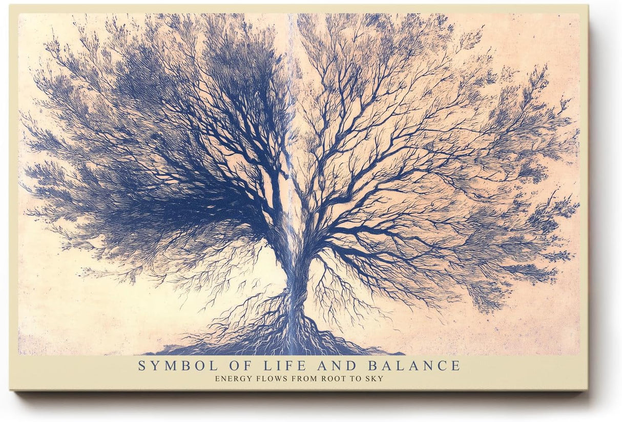 Paul Sinus Wandbild 120x80cm Baum Des Lebens Balance Kunst LeinWandbild 120x80cm Symbolische Natur Wanddekoration
