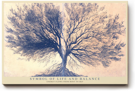 Paul Sinus Wandbild 120x80cm Baum Des Lebens Balance Kunst LeinWandbild 120x80cm Symbolische Natur Wanddekoration