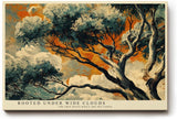 Paul Sinus Wandbild 120x80cm Baum Landschaft Kunst mit Dramatischem Himmel in Orange Blau für Wohnzimmer Büro und Flur