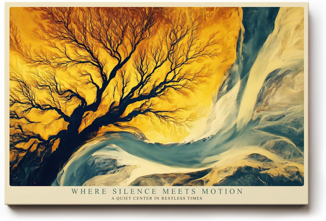 Paul Sinus Wandbild 120x80cm Baum Landschaft abstrakte Natur gelb blau moderne Kunst Kunstdruck grosses Wandbild 120x80cm elegante Wanddekoration fuer Wohnzimmer Büro