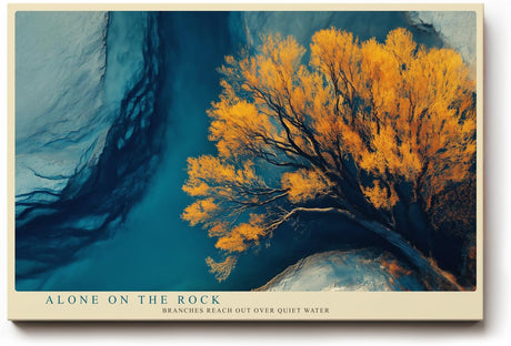 Paul Sinus Wandbild 120x80cm Baum Landschaft moderne Naturkunst goldene Blaetter ruhige Wasserlandschaft stilvolle Wanddekoration fuer Wohnzimmer Büro