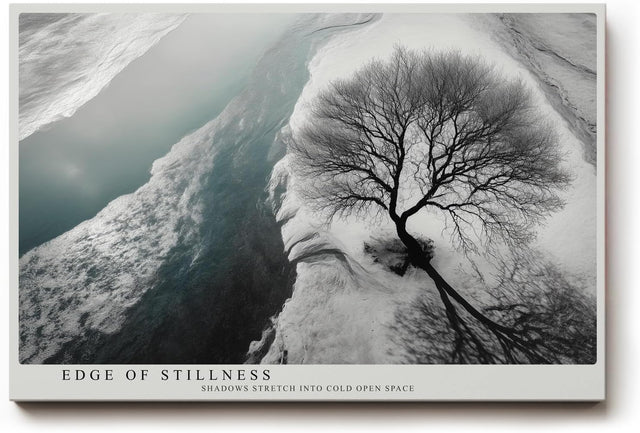 Paul Sinus Wandbild 120x80cm Baum Winter Landschaft schwarz weiss minimalistische Naturfotografie Wanddekoration fuer Wohnzimmer Büro