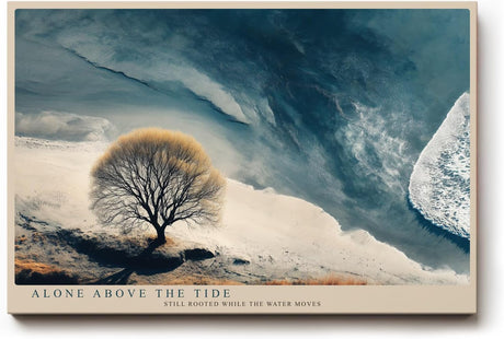 Paul Sinus Wandbild 120x80cm Baum am Meer dramatische Kueste Landschaft moderne Naturfotografie stilvolle Wanddekoration fuer Wohnzimmer Büro