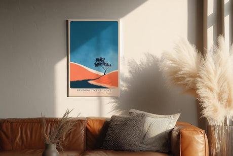 Paul Sinus Wandbild in 40x60cm Baum auf farbintensiver Hügellandschaft – minimalistisches Naturmotiv mit grafischem Farbkontrast