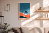 Paul Sinus Wandbild in 40x60cm Baum auf farbintensiver Hügellandschaft – minimalistisches Naturmotiv mit grafischem Farbkontrast