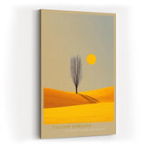 Paul Sinus Wandbild in 40x60cm Baum auf goldgelbem Feld mit Sonne – minimalistisches Landschaftsmotiv für moderne Raumgestaltung