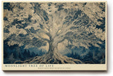 Paul Sinus Wandbild 120x80cm Baum des Lebens im Mondlicht – Künstlerische Naturillustration mit tiefen Wurzeln und Nachtstimmung