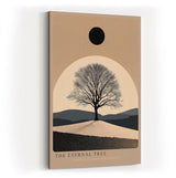 Paul Sinus Wandbild in 40x60cm Baum im Lichtkreis mit schwarzer Sonne über minimalistischer Landschaft