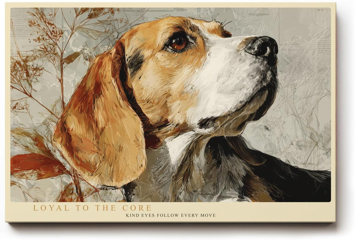Paul Sinus Wandbild 120x80cm Beagle Hund Kunst Portraet moderne Tiermalerei treuer Familienhund Naturfarben stilvolle Wanddekoration fuer Wohnzimmer Büro