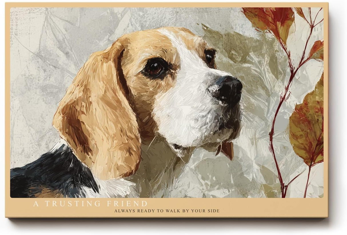 Paul Sinus Wandbild 120x80cm Beagle Hund Portraet moderne Tierkunst liebevoller Familienhund Kunstmotiv warme Naturfarben stilvolle Wanddekoration fuer Wohnzimmer Büro