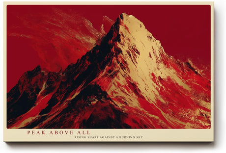 Paul Sinus Wandbild 120x80cm Berg Landschaft modern rot dramatische Bergkunst Kunstdruck grosses Kunstbild starke Wanddekoration fuer Wohnzimmer Büro Flur
