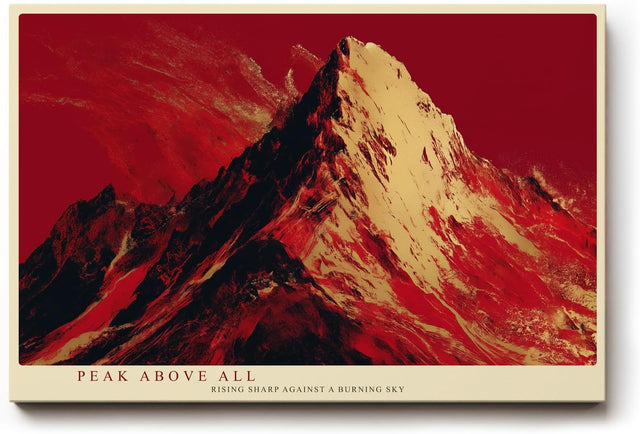 Paul Sinus Wandbild 120x80cm Berg Landschaft modern rot dramatische Bergkunst Kunstdruck grosses Kunstbild starke Wanddekoration fuer Wohnzimmer Büro Flur