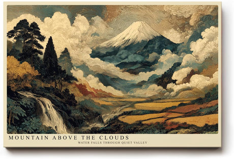 Paul Sinus Wandbild 120x80cm Berg Über Wolken Klassische Landschaft Kunst LeinWandbild 120x80cm Natur Szene Wanddekoration