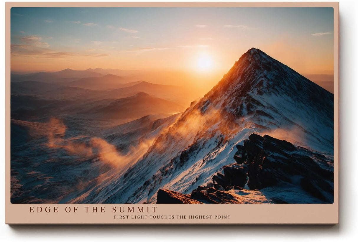 Paul Sinus Wandbild 120x80cm Berggipfel bei Sonnenaufgang epische Alpen Landschaft Naturfotografie warmes Morgenlicht stilvolle Wanddekoration fuer Wohnzimmer Büro