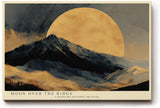 Paul Sinus Wandbild 120x80cm Berglandschaft Mond goldener Himmel moderne Landschaft Kunst Wanddekoration fuer Wohnzimmer Büro