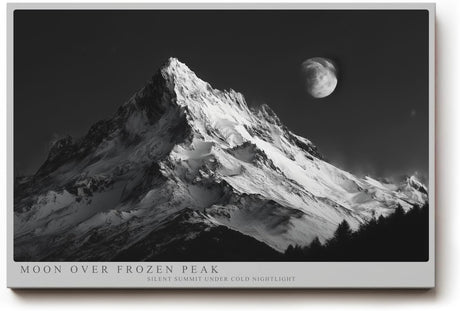 Paul Sinus Wandbild 120x80cm Berglandschaft mit Mond Schwarz Weiss Naturfotografie für Wohnzimmer Büro Flur