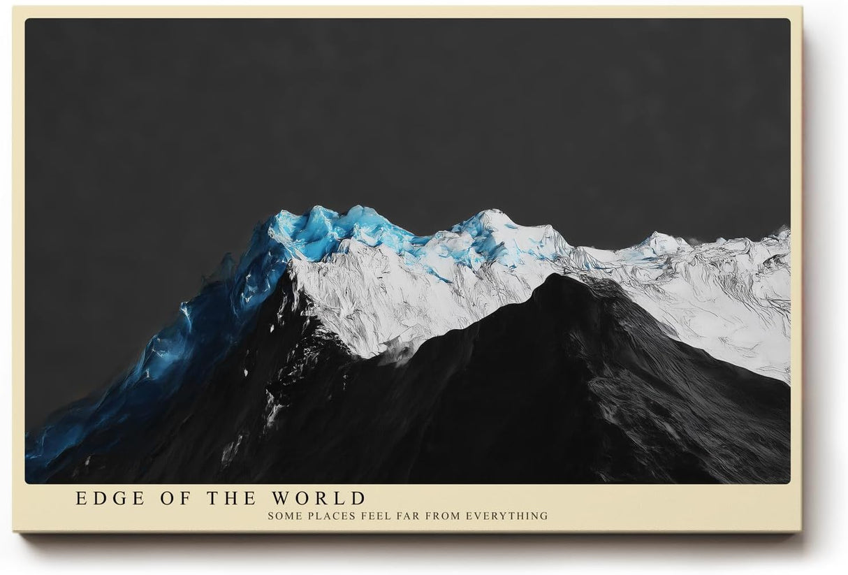 Paul Sinus Wandbild 120x80cm Berglandschaft moderne Kunst mit schneebedeckten Gipfeln dramatische Natur Illustration stilvolles Landschaftsbild für Wohnzimmer Büro