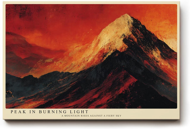 Paul Sinus Wandbild 120x80cm Berglandschaft rot orange moderne Naturkunst dramatischer Himmel Kunstdruck grosses Wandbild 120x80cm kraftvolle Wanddekoration fuer Wohnzimmer Büro