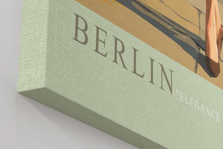 Paul Sinus Wandbild in 40x60cm Berlin – elegante Frau in Weiß vor dem Brandenburger Tor im malerischen Stil