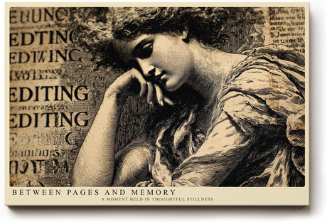 Paul Sinus Wandbild 120x80cm Between Pages and Memory klassisches Frauenportrait im Vintage Stil Literatur Kunst Poster für Wohnzimmer Büro