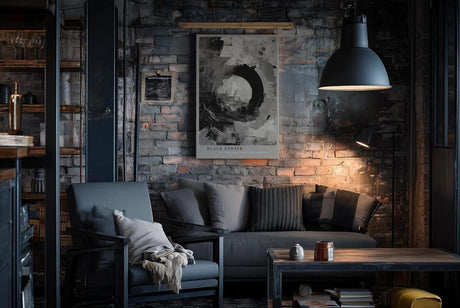 Paul Sinus Wandbild in 40x60cm Black Center – Ausdrucksstarke monochrome Kunst mit dynamischer Kreisform