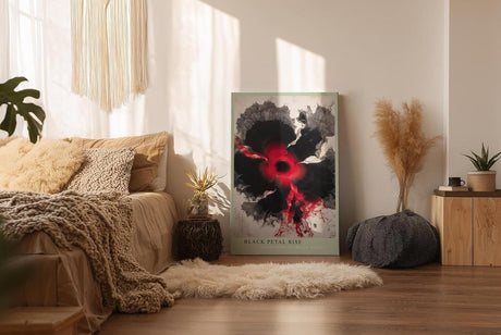 Paul Sinus Wandbild in 40x60cm Black Petal Rise in Rot und Schwarz – Abstrakte Explosion organischer Formen mit intensiver Ausdruckskraft