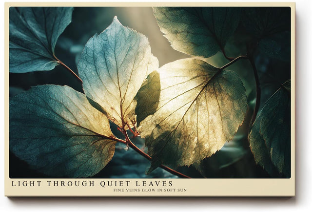 Paul Sinus Wandbild 120x80cm Blaetter Makro Naturfotografie gruene Blattstruktur Licht Kunstdruck grosses Natur Kunstbild elegante Wanddekoration fuer Wohnzimmer Büro