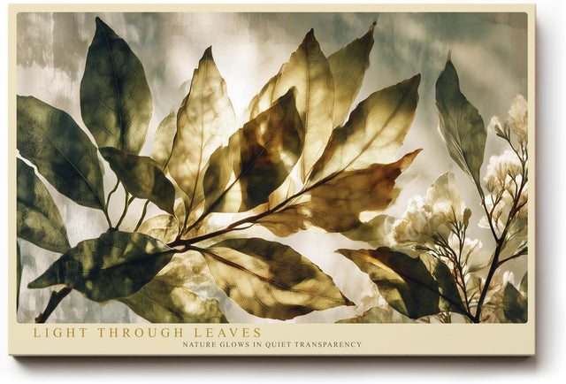 Paul Sinus Wandbild 120x80cm Blaetter im Licht botanische Naturkunst gruene transparente Blaetter moderne Natur Wanddekoration fuer Wohnzimmer Büro