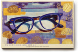 Paul Sinus Wandbild 120x80cm Blaue Brille mit abstraktem Hintergrund – Kreatives Designmotiv für moderne Büros und Wohnräume