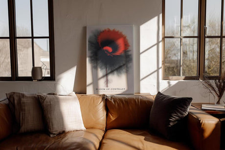 Paul Sinus Wandbild in 40x60cm Bloom of Contrast in Rot und Schwarz – Abstrakte Blüte mit intensiver Farbdynamik und künstlerischem Ausdruck
