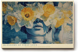 Paul Sinus Wandbild 120x80cm Blossoms of First Love surrealistisches Portrait mit Narzissen Blumen Kunst Poster für Wohnzimmer Schlafzimmer