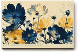 Paul Sinus Wandbild 120x80cm Blue and Gold Bloom Burst Abstrakte Wildblumen Kunst in Blau und Gold Modernes Blumenbild fuer Wohnzimmer und Büro