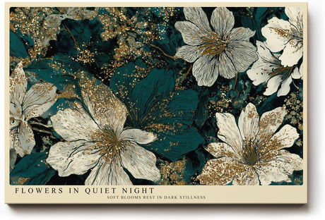 Paul Sinus Wandbild 120x80cm Blumen In Dunkler Eleganz Florale Kunst LeinWandbild 120x80cm Botanische Wanddekoration