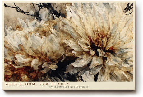 Paul Sinus Wandbild 120x80cm Blumen Makro modern beige braun florale Kunst Kunstdruck grosses Kunstbild elegante Wanddekoration fuer Wohnzimmer Büro Flur