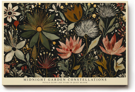 Paul Sinus Wandbild 120x80cm Blumen Nachtgarten botanische Illustration moderne Natur Kunst Wanddekoration Wohnzimmer Schlafzimmer