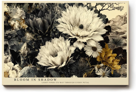 Paul Sinus Wandbild 120x80cm Blumen Stillleben schwarz weiss gold florale Kunst elegante Wanddekoration fuer Wohnzimmer Büro